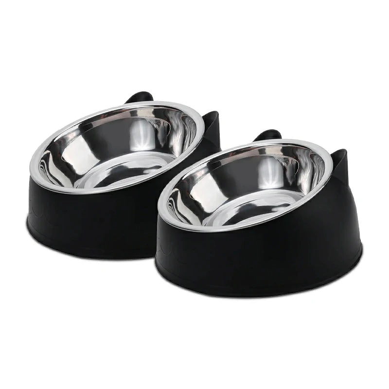 Elegant Tilted Cat Bowl - Stainless Steel Pet Feeder