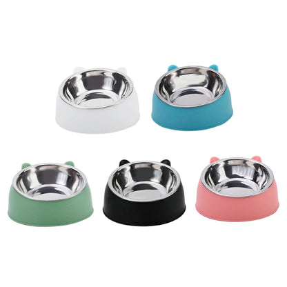 Elegant Tilted Cat Bowl - Stainless Steel Pet Feeder