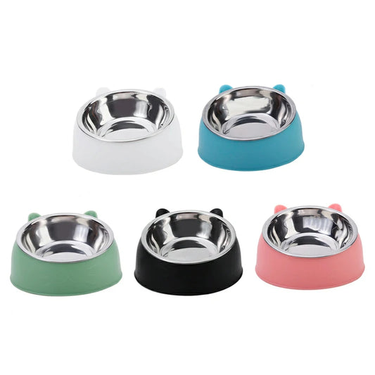 Elegant Tilted Cat Bowl - Stainless Steel Pet Feeder