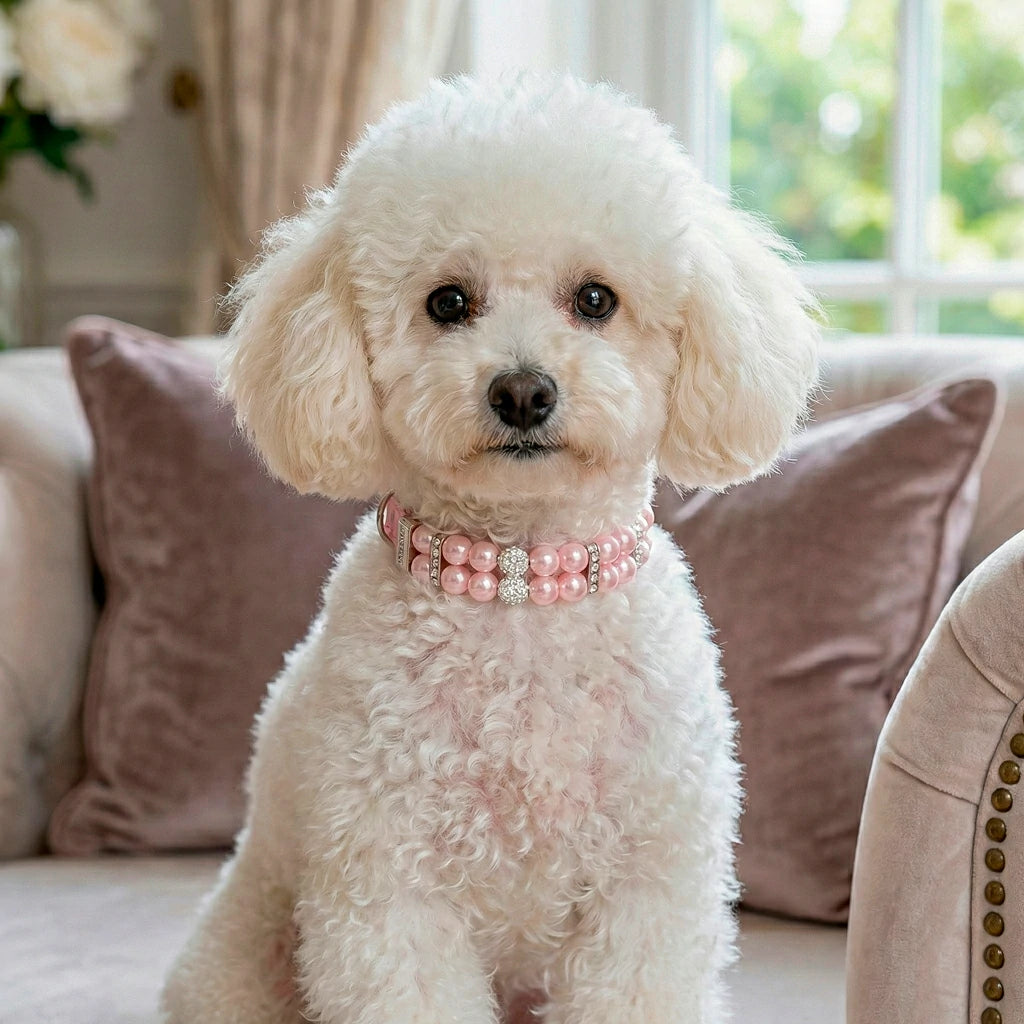 Elegant Pearl Rhinestone Pet Collar - Multiple Colors