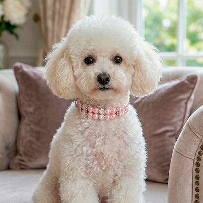 Elegant Pearl Rhinestone Pet Collar - Multiple Colors