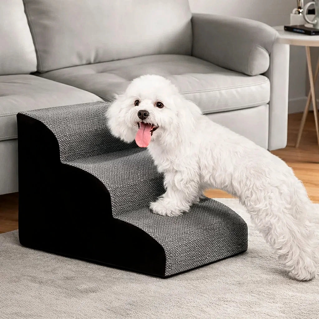 Luxury Memory Foam Pet Stairs - Non-Slip & Washable