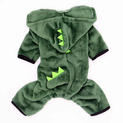 Cosy Coral Velvet Dinosaur Pet Costume - Warm Fleece for Dogs & Cats