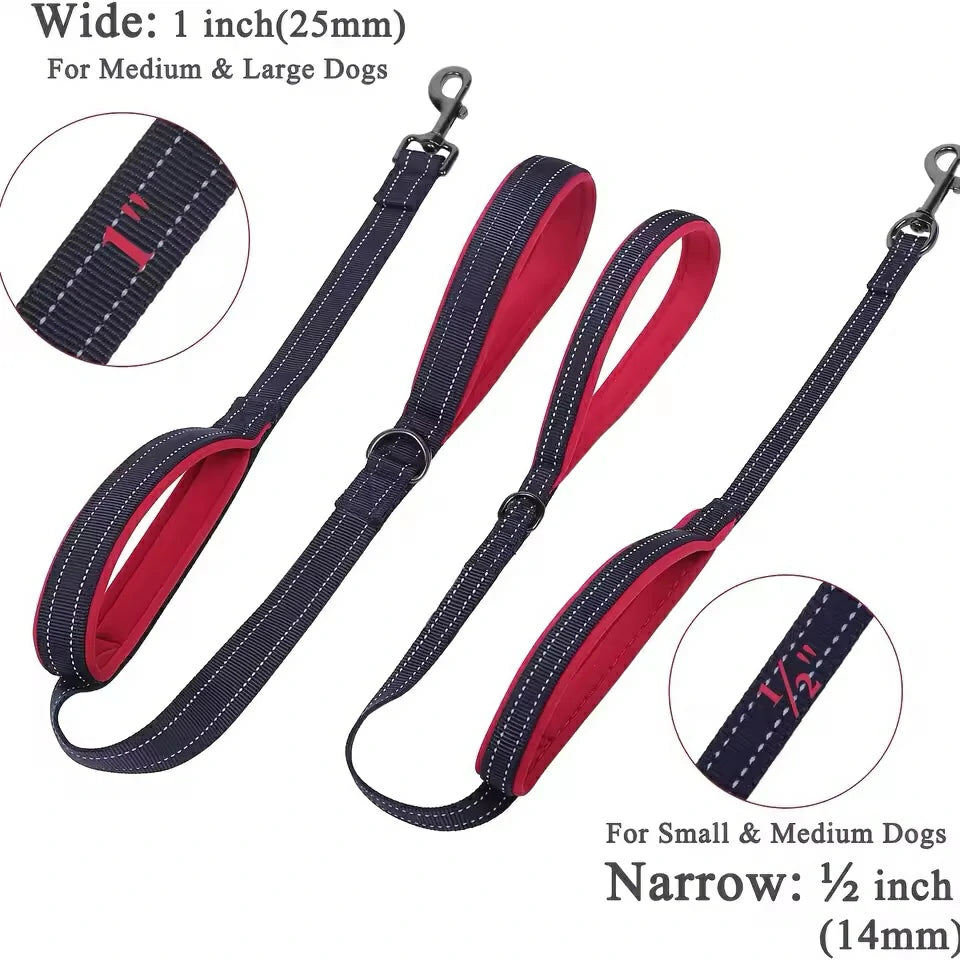 Double Handle Reflective Dog Leash for Night Safety