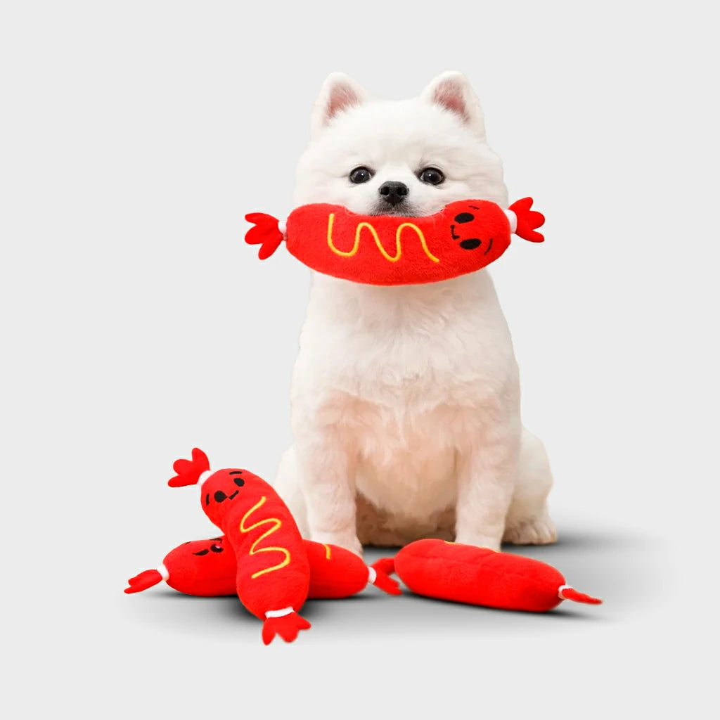 Interactive Squeaky Hot Dog Chew Toy for Dogs
