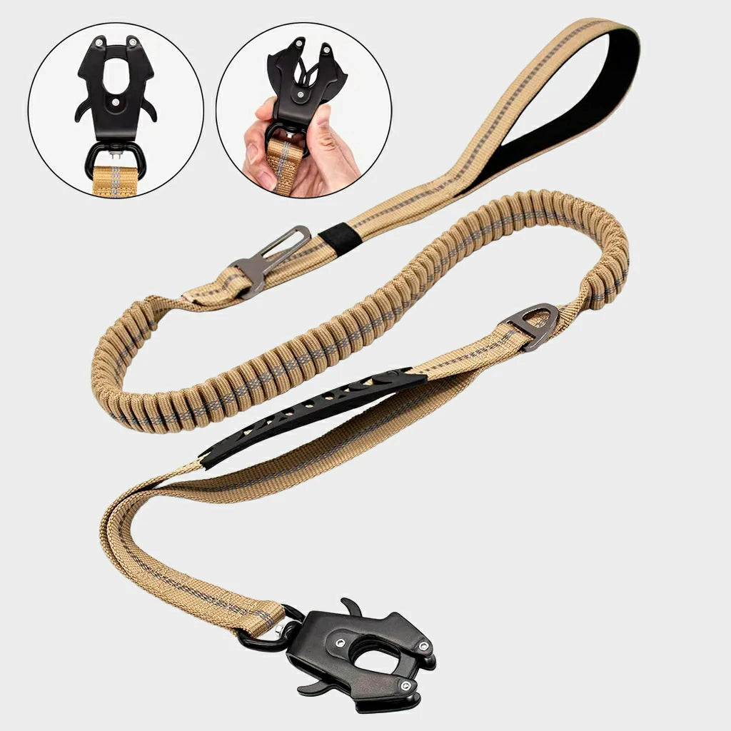 Reflective Heavy Duty Tactical Bungee Dog Leash with Seatbelt