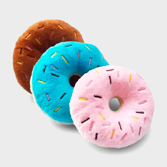 Interactive Squeaky Donut Plush Dog Toy
