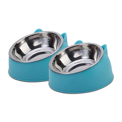 Elegant Tilted Cat Bowl - Stainless Steel Pet Feeder