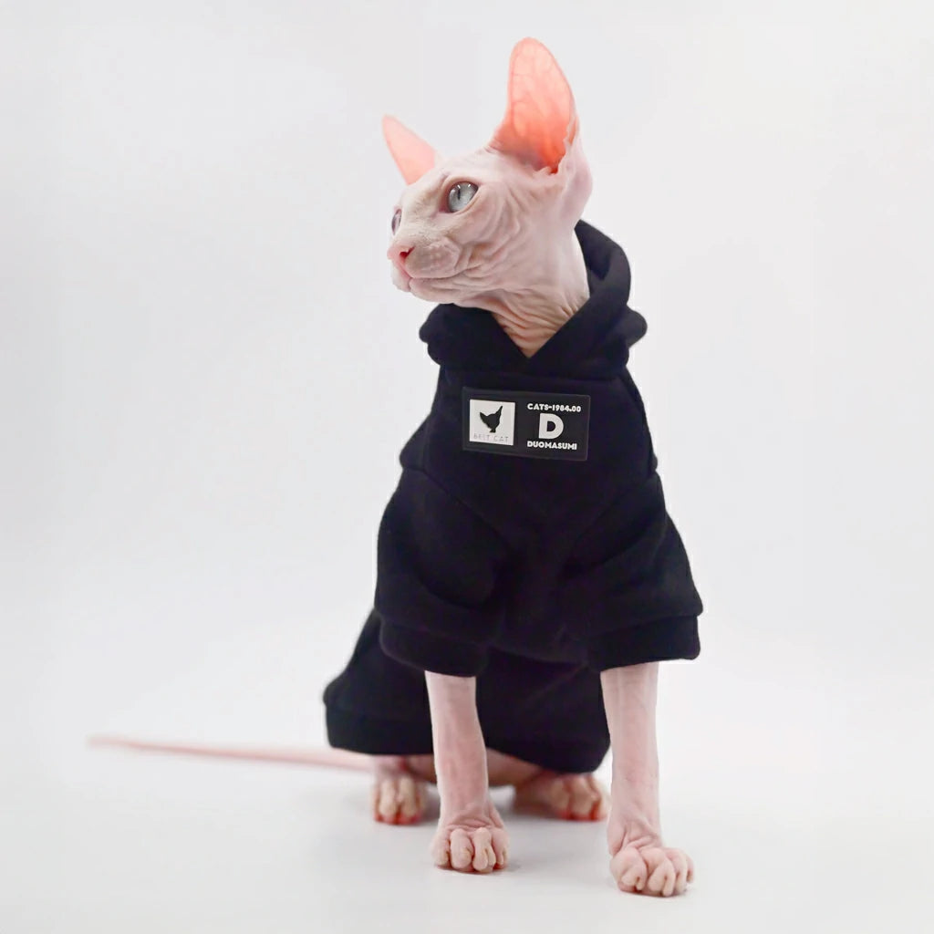 Chic Cat Hoodie for Hairless Breeds - Cozy Spring/Fall Wear