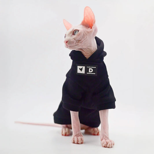 Chic Cat Hoodie for Hairless Breeds - Cozy Spring/Fall Wear
