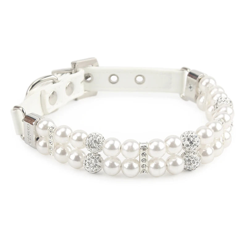 Elegant Pearl Rhinestone Pet Collar - Multiple Colors