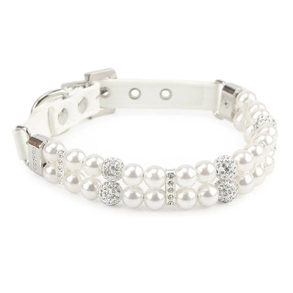 Elegant Pearl Rhinestone Pet Collar - Multiple Colors