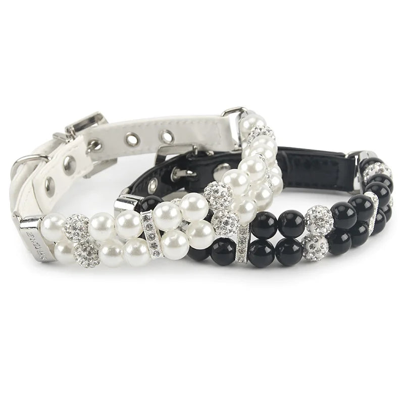 Elegant Pearl Rhinestone Pet Collar - Multiple Colors