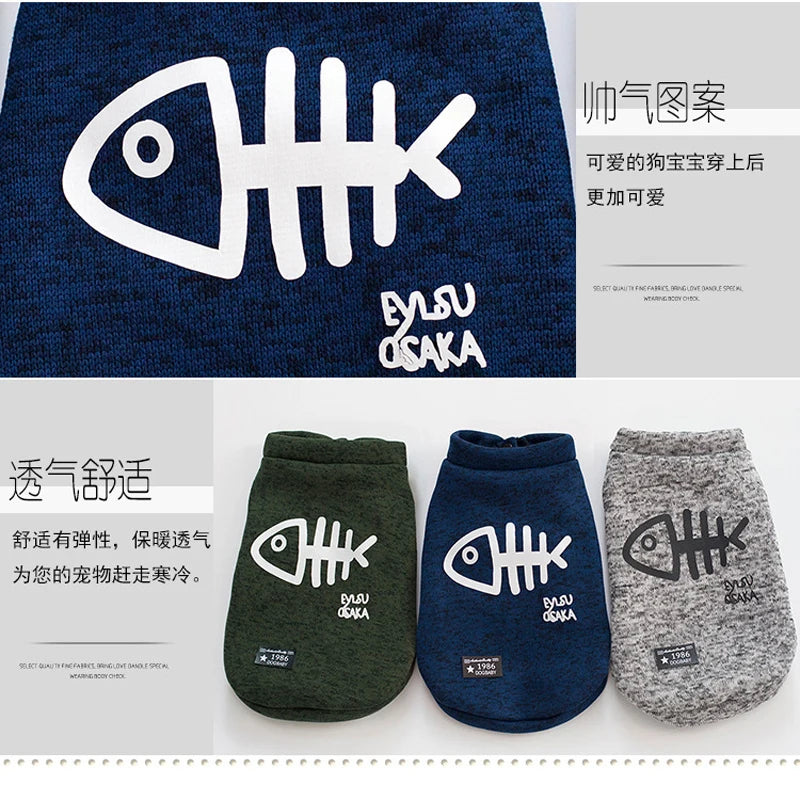 Cozy Fishbone Pet Sweatshirt for Cats & Dogs