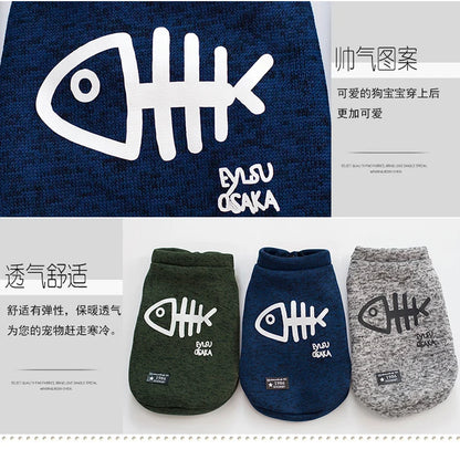 Cozy Fishbone Pet Sweatshirt for Cats & Dogs