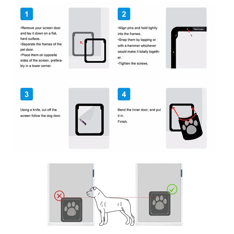 4-Way Lockable Pet Door for Cats and Dogs