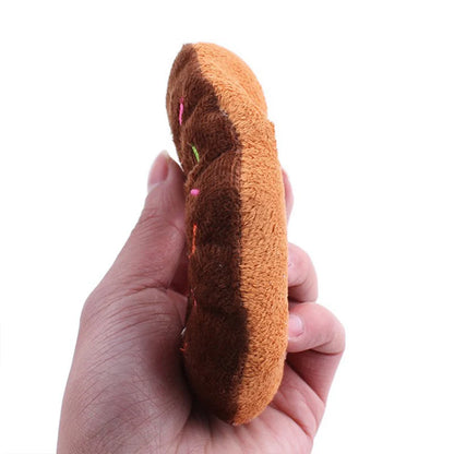Interactive Squeaky Donut Plush Dog Toy