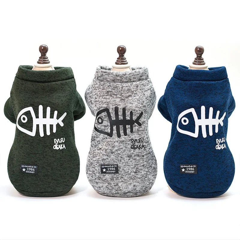 Cozy Fishbone Pet Sweatshirt for Cats & Dogs