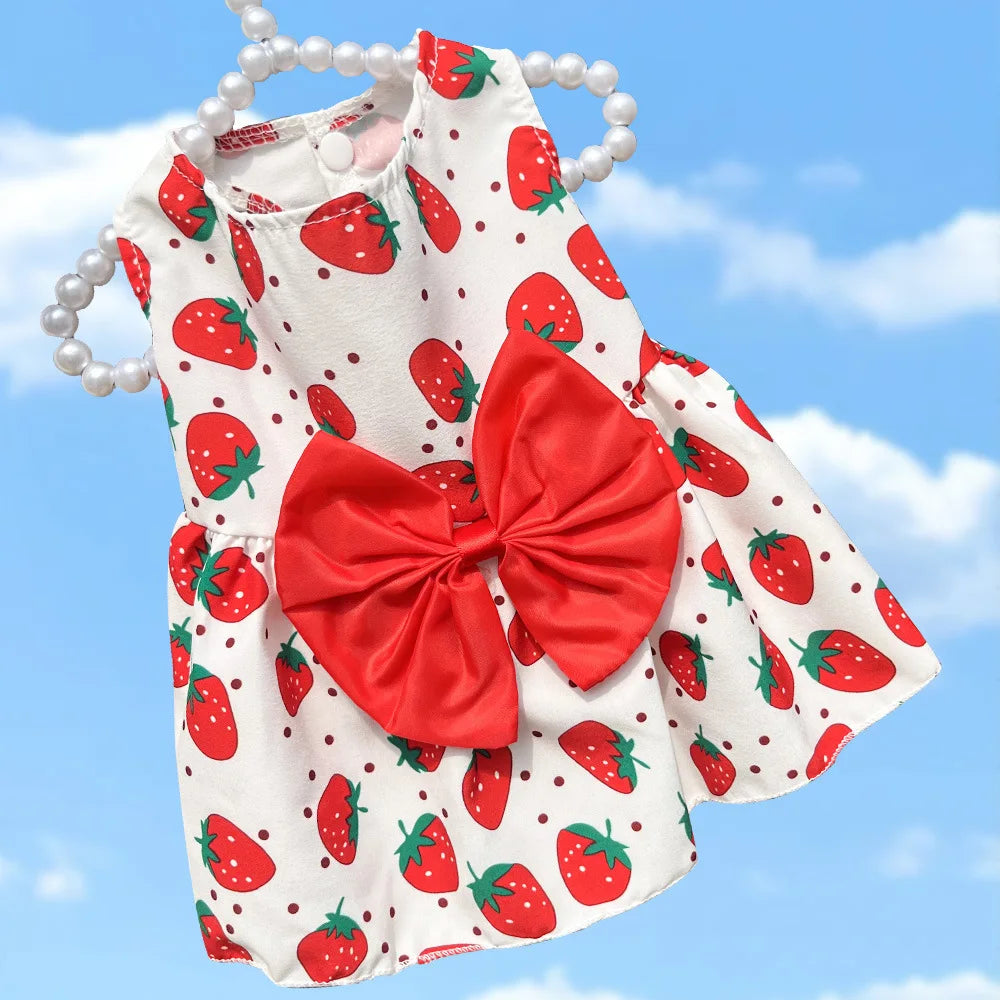 Charming Summer Pet Dress with Bow for Small Dogs