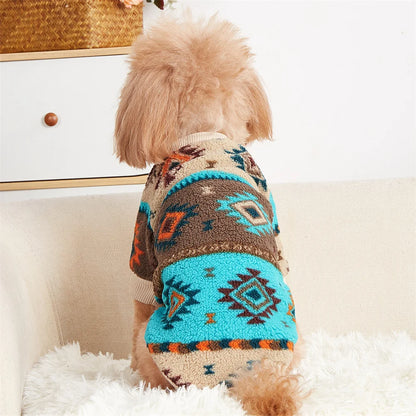 Cozy Totem Print Sweater for Small Dogs - Winter Warmth