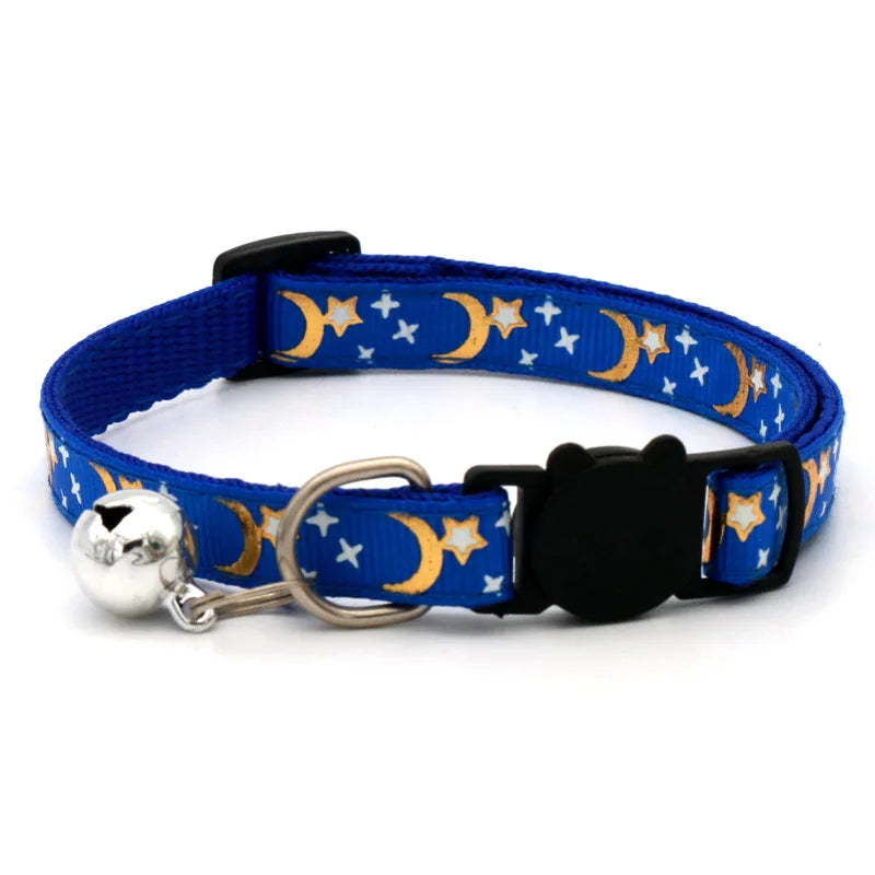 Charming Star & Moon Cat Collar with Safety Bell