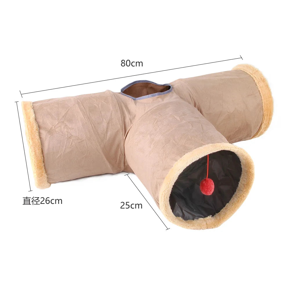 Cozy Suede Tunnel for Pets - Interactive Play & Comfort