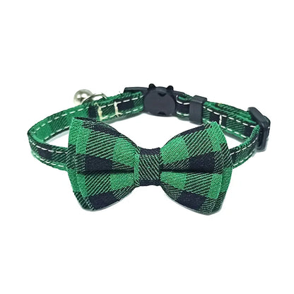 Chic Plaid Cat Collar with Bell and Bow Tie