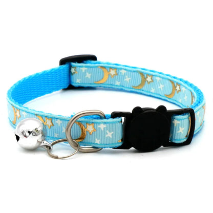 Charming Star & Moon Cat Collar with Safety Bell