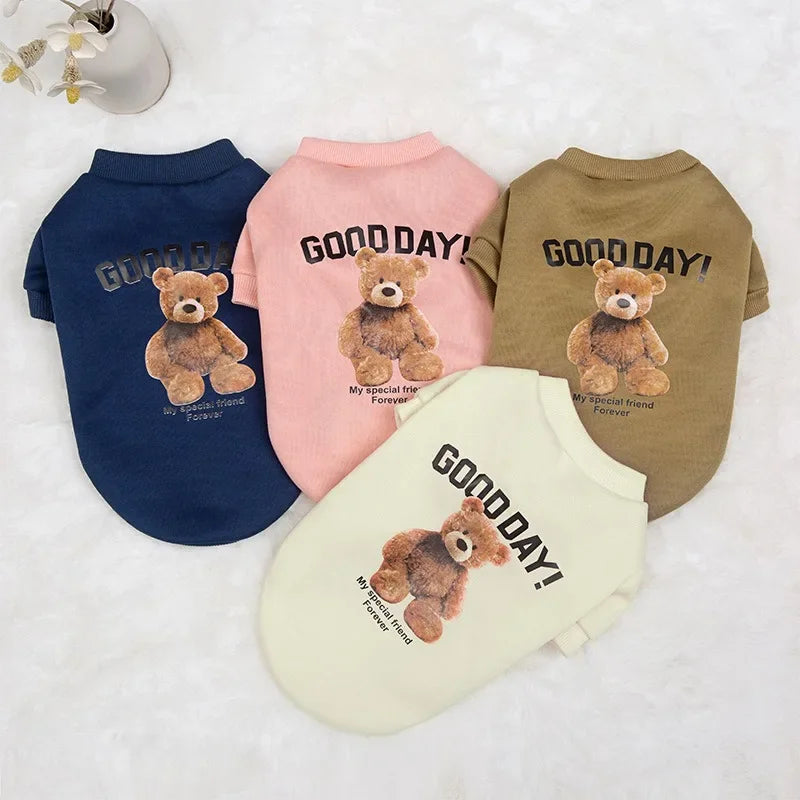 Cozy Bear Pattern Pet Sweatshirt for Small to Medium Dogs & Cats
