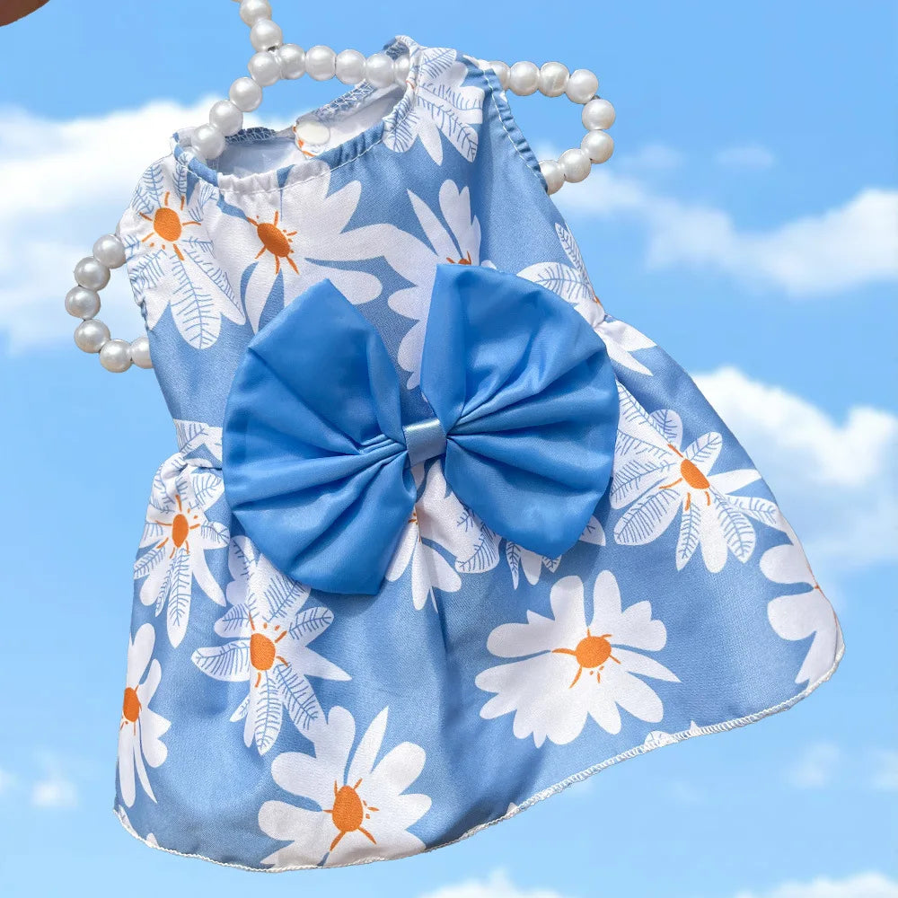 Charming Summer Pet Dress with Bow for Small Dogs