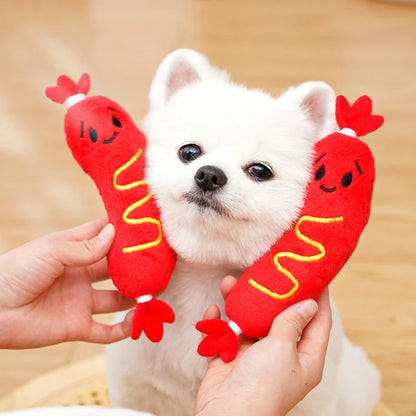 Interactive Squeaky Hot Dog Chew Toy for Dogs
