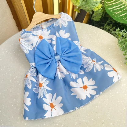 Charming Summer Pet Dress with Bow for Small Dogs