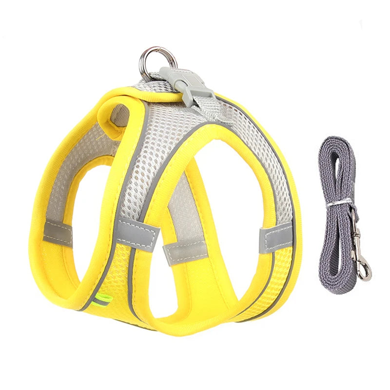 Adjustable Reflective Harness & Leash Set for Small Dogs