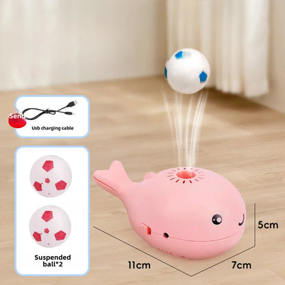 Whale-Shaped Interactive Cat Toy with Floating Ball & USB Fan