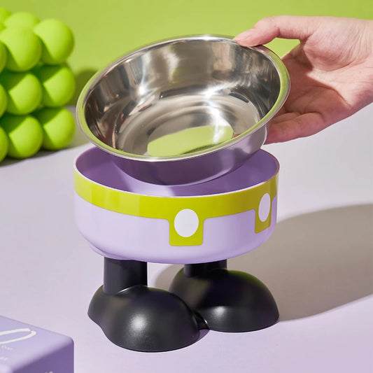 Elevated Colorful Stainless Steel Pet Bowl - Large Capacity