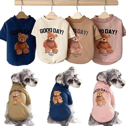 Cozy Bear Pattern Pet Sweatshirt for Small to Medium Dogs & Cats