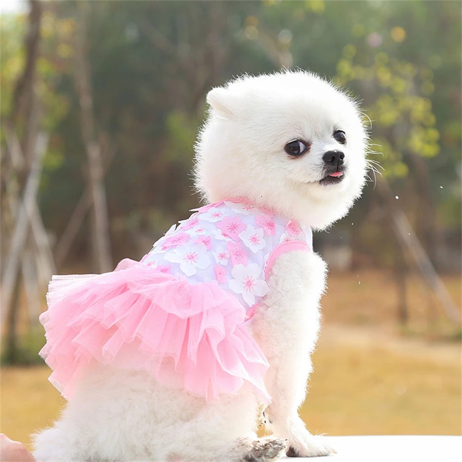 Charming Floral Dog Dress - Breathable Pet Apparel
