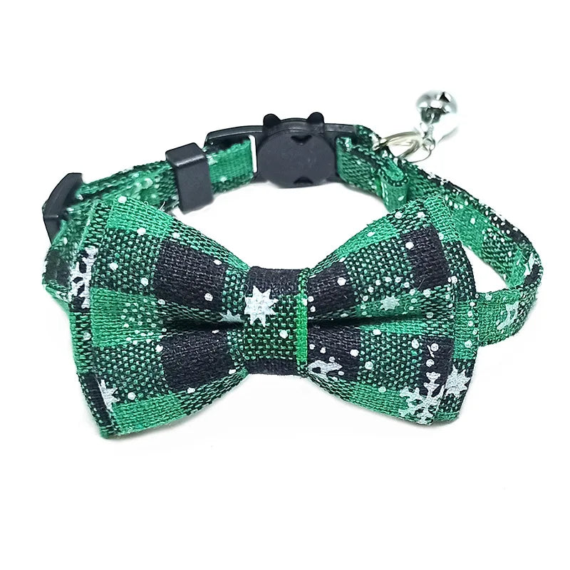 Chic Plaid Cat Collar with Bell and Bow Tie