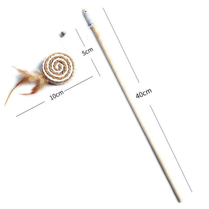 Colorful Feather Teaser Wand for Cats