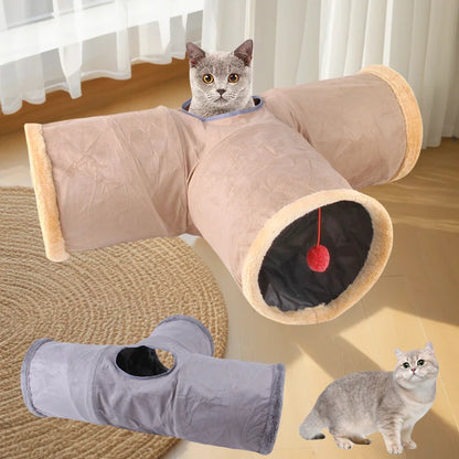 Cozy Suede Tunnel for Pets - Interactive Play & Comfort