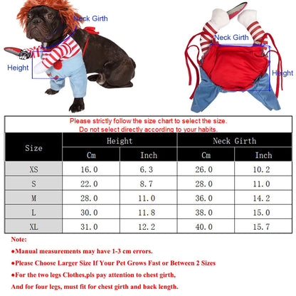 Killer Pet Costume - Funny & Safe Jumpsuit with Foam Knife for Dogs & Cats