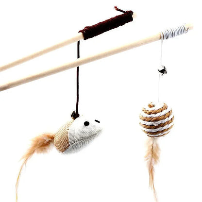 Colorful Feather Teaser Wand for Cats