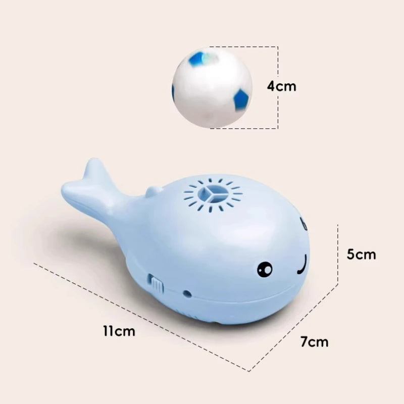 Whale-Shaped Interactive Cat Toy with Floating Ball & USB Fan