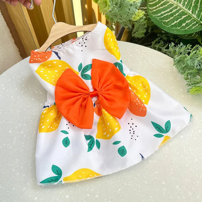 Charming Summer Pet Dress with Bow for Small Dogs