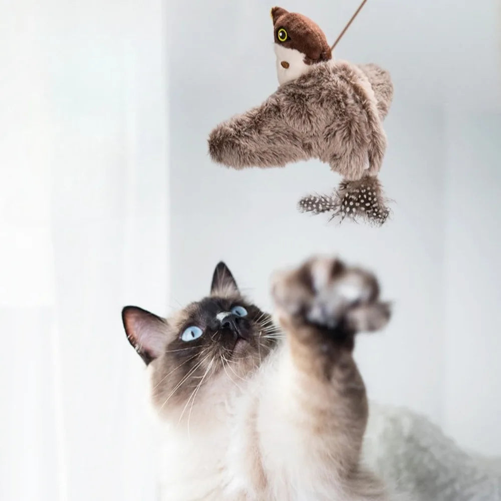Interactive Chirping Bird Cat Toy - Rechargeable & Touch Sensitive
