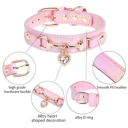 Elegant Rhinestone Heart Pet Collar - Adjustable & Comfortable