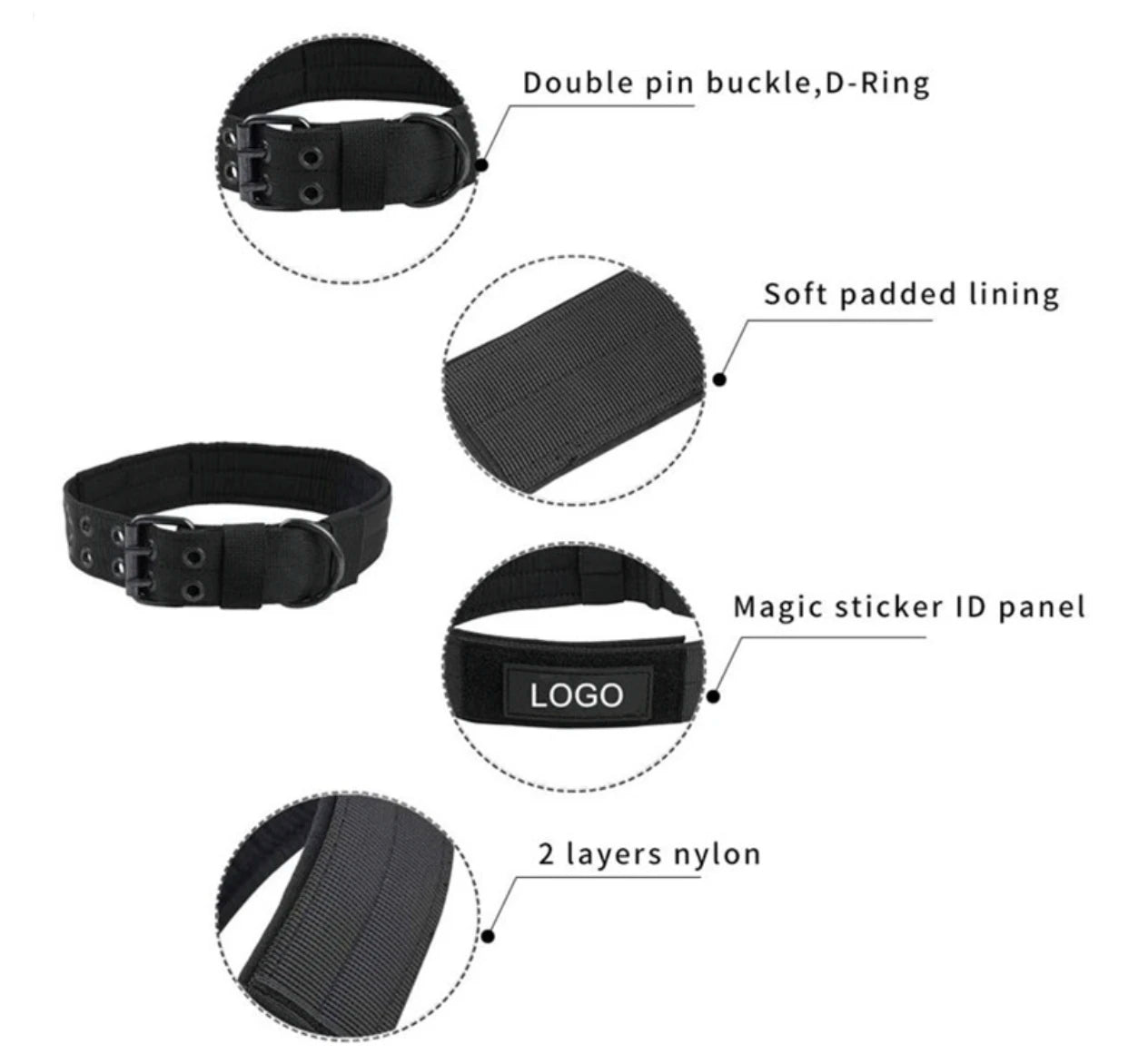 Premium Reflective Tactical Dog Collar - Adjustable & Durable