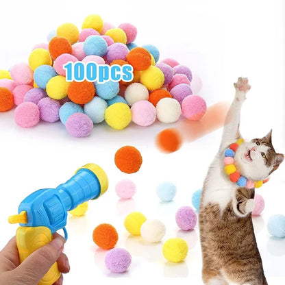 Interactive Cat Toy Launcher with Plush Balls