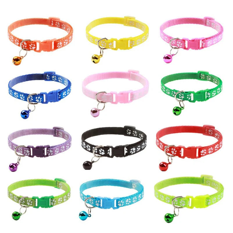 Colorful Pet Collar with Bell - Adjustable for Cats & Dogs