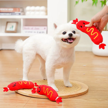 Interactive Squeaky Hot Dog Chew Toy for Dogs